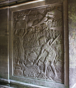 Bas relief by Lempad on the side of the garage, Peliatan Royal Palace, Ubud, Bali.
